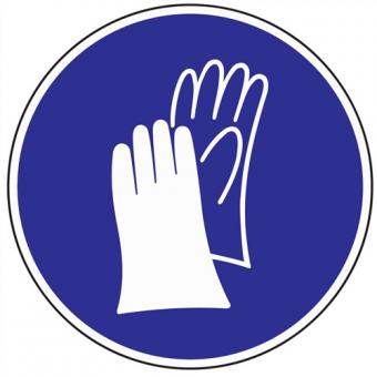 Schild Handschutz benutzen - 1 ST  D.200mm Kunststoff blau/wei