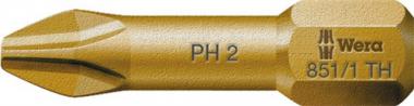 Bit 851/1 TH 1/4 Zoll PH - 10 ST  1 L.25mm Torsionszone,extrahart WERA