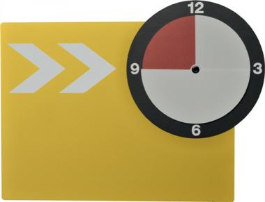 Warnschild Aufdruck m.verstellb.Uhr - 1 ST  gelb/schwarz L270xB205mm Polystyrol