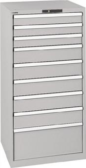 Schubladenschrank H1450xB717xT725mm - 1 ST  lichtgrau 9 Schubl.Vollauszug,KeyLock LISTA