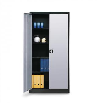 Flgeltrenschrank H1950xB950xT500mm - 1 ST  lichtgrau/ultramarinblau 4 BD schwarz