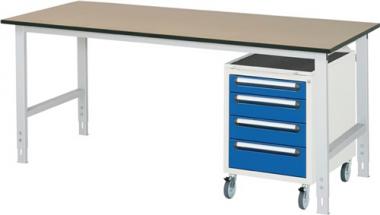 Arbeitstisch B1000xT800xH760-1080mm - 1 ST  Arbeitsplatte MDF Gestell lichtgrau