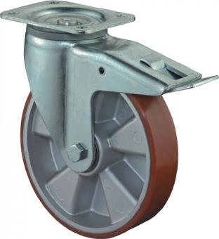 Schwerlastlenkrolle D.125mm - 1 ST  Trgf.450kg m.Festst.Gu-PU 135mm 110mm