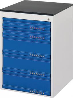 Schubladenschrank BK 650 H820xB580xT650mm - 1 ST  grau/blau 5Schubl.Einfachauszug PROMAT