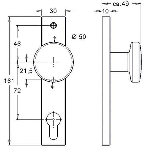 Schlosskasten-Knopf 1317/7020 - 1 ST 
