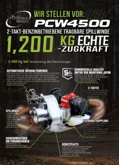 Portable Winch Spillwinde PCW 4500 - 1 Stk  max. Zugkraft 1200 kg, 2-Takt-Benzinmotor, Seilbremse