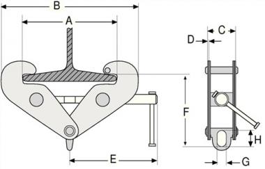 Trgerklemme Trgf.10000kg - 1 ST  Trgerflanschbreite 90-345mm f.Materialtransport