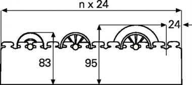 Rollenleiste schwer L.2400mm - 1 ST  Ku.-Zylinderrollen D.46mm Rollenteilung 48mm