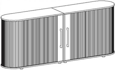 Sideboard H830xB2000xT400mm - 1 ST  Buche Rollladen silber