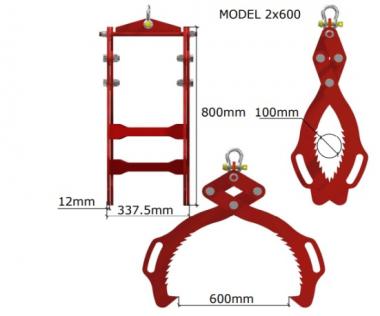 doppelter Holzgreifer 600 - 1 Stk  