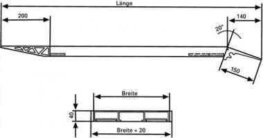 Verladeschiene Alu.L.mit - 1 PA  Auflager 2485mm Trgf.400 kg/Paar B.200mm