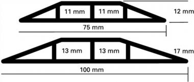 Kabelbrcken L3000xB75xH12mm - 1 ST  Ku.gelb-schwarz m.Doppelklebeband