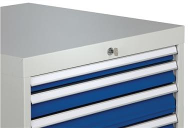 Schubladenschrank H1019xB705xT736mm - 1 ST  lichtgrau/signalblau 6 Schubl.Vollauszug