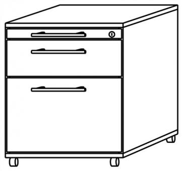 Rollcontainer Belo H590xB428xT580mm - 1 ST  Nussbaumdekor 1Schubl.u.1Hngeregisterauszug