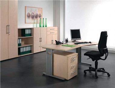 Schreibtisch Cyros H680-820xB1800xT1000/800mm - 1 ST  wei ergonomische Form C-Fu