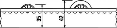 Rollenleiste leicht L.3000mm - 1 ST  Ku.-Spurkranzrollen,D.26/40mm Rollenteilung 42mm