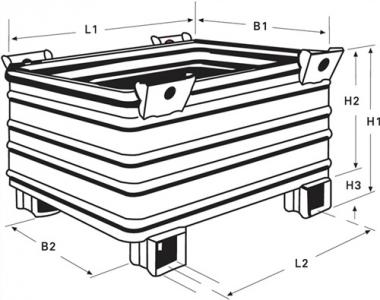 Transport-/Stapelbehlter - 1 ST  L1200xB800xH620mm Stahlbl.verz.Trgf.2000 kg