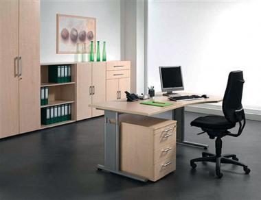 Schreibtisch Cyros H680-820xB1800xT1000/800mm - 1 ST  Ahorndekor ergonomische Form C-Fu