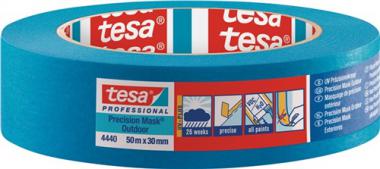 Przisionskrepp 4440 Auen - 300 M / 6 RL  UV PLUS glatt blau L.50m B.25mm Rl.TESA