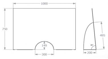 Social Distancing Schutzaufsteller - 1 Stk  PET-G, transparent,  100x20x75cm