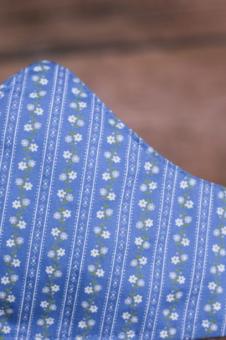 Baumwollmaske Ninja 100% Baumwolle - 1 ST Blau mit Blumen Muster Hochwertige Verarbeitung, Waschbar bis 90C,