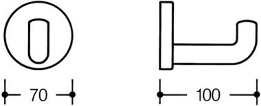 Einzelhaken 477.90.030 einfach - 1 ST  A.100mm PA anthrazitgrau 92 D.70mm HEWI