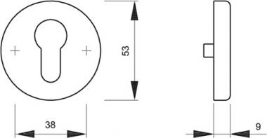 Schlsselrosetten-Paar 42KVS - 1 PA  Alu.F1 Schildst.9mm PZ rd.HOPPE