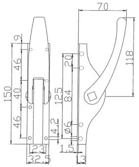 Tortreibriegel PLANO 10mm - 1 ST  Schlaufenanzahl 2 STA hell verz.DENI