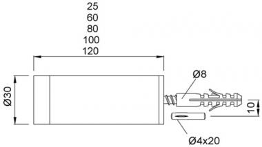 Wandt�rpuffer 2070 Alu.silberf.elox.L.60mm - 1 ST  KWS