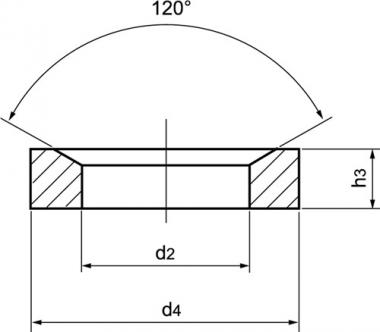 Kegelpfanne DIN 6319D f.Schrauben - 1 ST  M10 Bohrungs-D.12mm Kegelwinkel 120Grad AMF