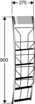 Prospekthalter H900xB275xT120mm - 1 ST  5Fcher DINA4+A5,DIN lang Stahldraht alusilber