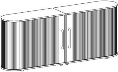 Sideboard H830xB2000xT400mm - 1 ST  wei Rollladen silber