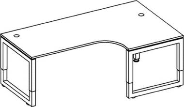 Schreibtisch Rhigio H650-850xB2000xT1200mm - 1 ST  wei Winkelform R/L Vierkant-Gest.