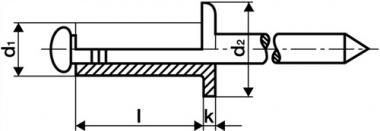 Blindniet Nietschaft dxl - 500 ST  4x10mm Alu./STA 500 St.GESIPA