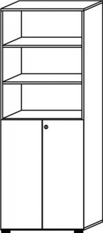 Schrank H2156xB800xT420mm - 1 ST  wei 6 OH (3 offen) 2 Tren Knaufgriff