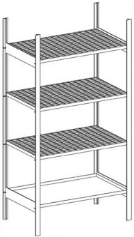 Kleingebinde-Regal B1000xT600xH2000mm - 1 ST  Grundregal 3 Gitter- 1 Wannenboden