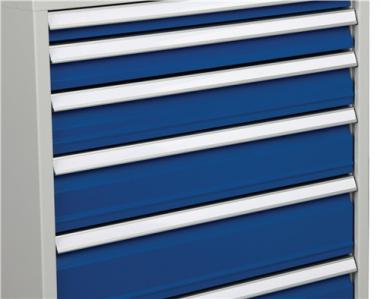 Schubladenschrank H1019xB705xT736mm - 1 ST  lichtgrau/signalblau 6 Schubl.Vollauszug