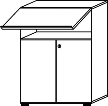 Schrank H1100xB800xT420mm - 1 ST  wei 3 OH 2 Tren,1 Klappe silber Knaufgriff