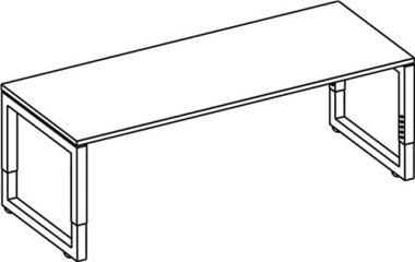 Schreibtisch Rhigio H650-850xB1800xT800mm - 1 ST  wei ger.Form Vierkant-Gestell