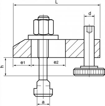 Spanneisen Nr.6314V f.T-Nut 20mm - 1 ST  Spann-H.16-65mm Spannschraube M20x20x160mm AMF