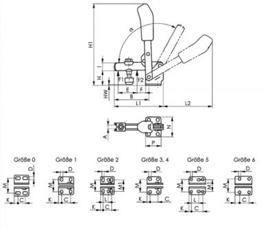 Senkrechtspanner Nr.6800 - 1 ST  Gr.1 waagrechter Fu AMF
