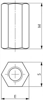 Verlngerungsmutter Nr. 6334 - 1 ST  M12 SW 19mm AMF