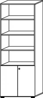 Schrank H2156xB800xT420mm - 1 ST  Nussbaumdekor 6 OH (4 offen) 2 Tren Knaufgriff