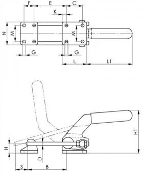 Verschlussspanner Nr.6849PH - 1 ST  Gr.4 horiz.schwer AMF