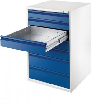 Schubladenschrank verso+ - 1 ST  H1000xB1050xT650mm grau/blau 1x100,2x125,4x175mm