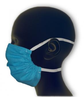 Antibakterielle Baumwoll-Gesichtsmaske, blau, - 50 ST C - 4 Schnre zum Binden am Hinterkopf 100% Baumwolle, 60C waschbar