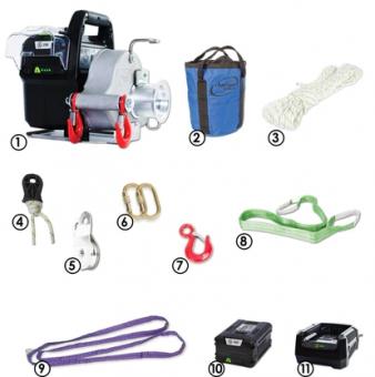 Portable Winch PCW3000-LI-A Spillwinde mit Akku - 1 Stk  mit 9 teiligem Zubehrkit