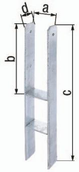 H-Pfostentrger ETA-10/0210 - 1 ST  111x300x600x60mm STA roh TZN GAH