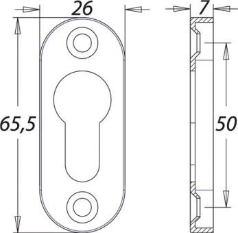 Schl�sselrosette 1393/0003 - 1 ST  Alu.F1 Schildst.7mm PZ ov.EDI