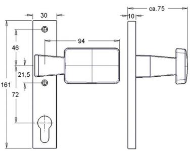 Schlosskasten-Griff 1317/1020 - 1 ST  fest Alu.F1/naturf.4-KT.8mm EDI